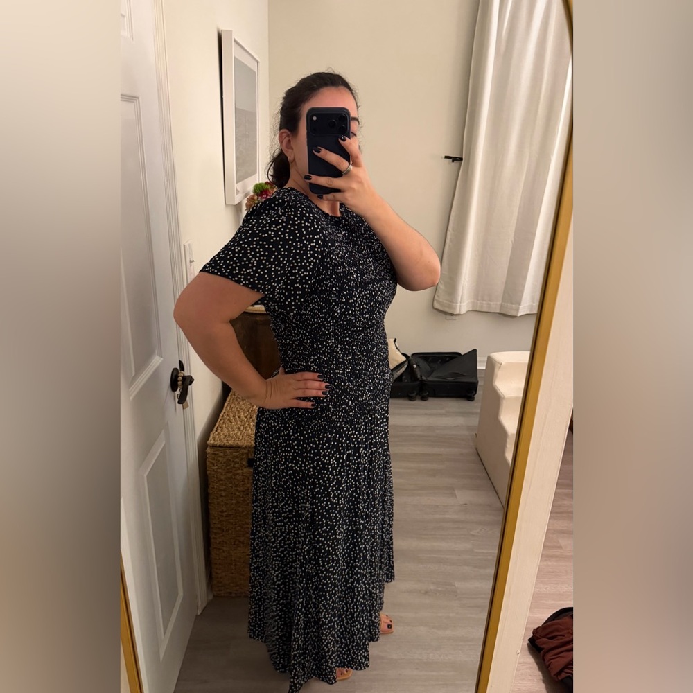 Madewell Black and White Speckled Midi Dress - Picture 7 of 8